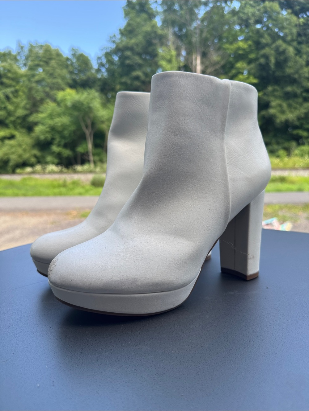 Dream Pairs White Platform Block Heel Ankle Boots